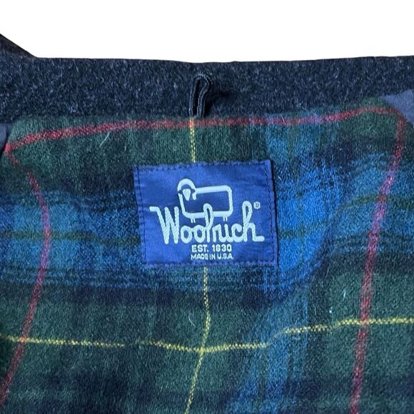 Vintage Woolrich Made In USA Dark Gray Bomber Jacket Plaid Lined Large - Picture 7 of 7